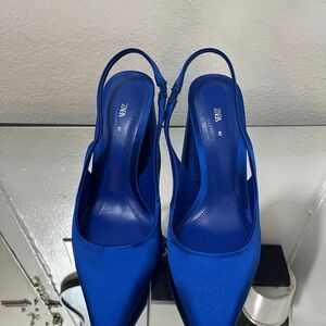 Zara Women's Vibrant Blue Slingback Heels